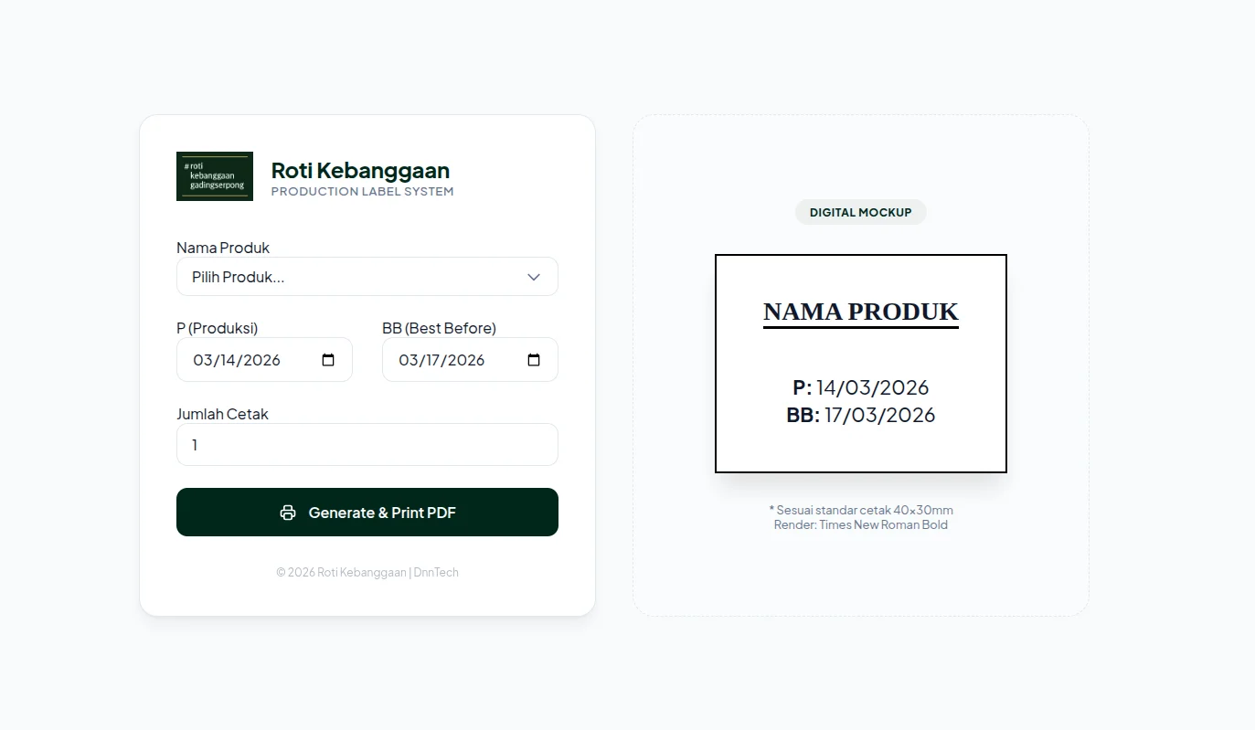 Production Label System