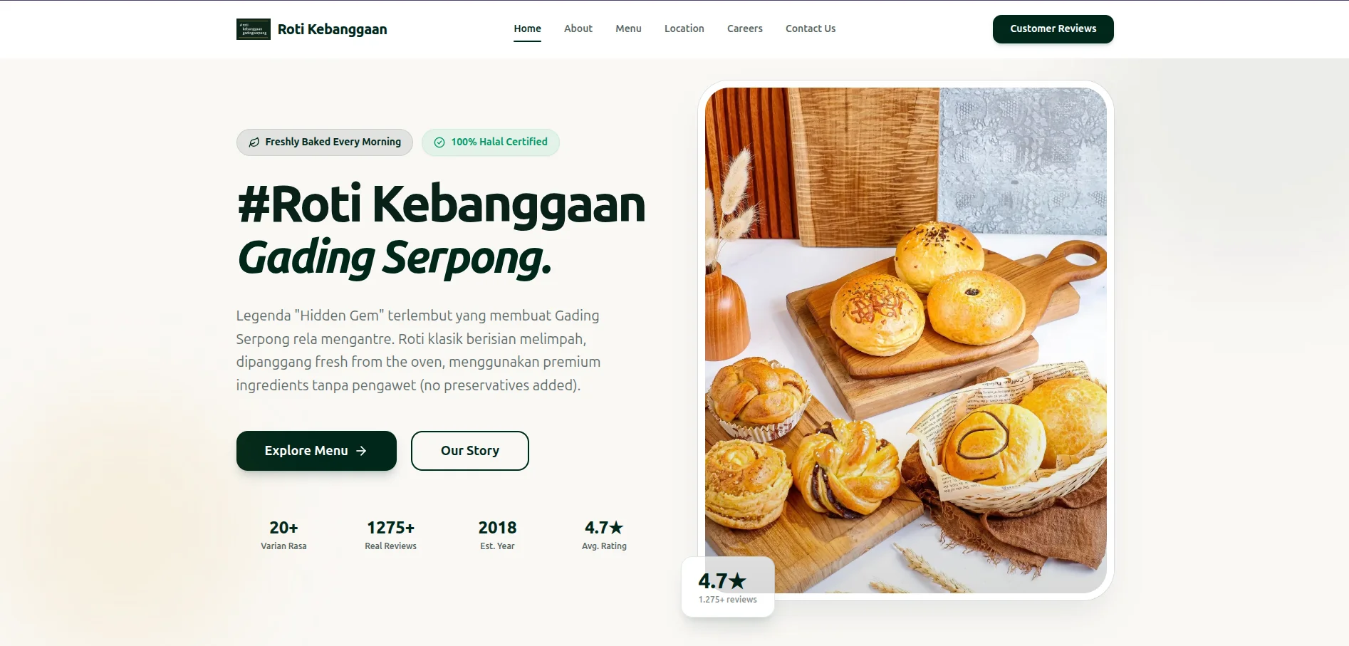 Roti Kebanggaan Landing Page